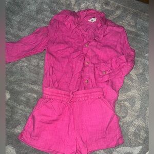 Girls Cotton On Kids 2 pc pink linen cover up set